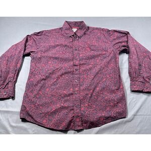 Cinch Mens Paisley Button Down Shirt Red Navy Blue Long Sleeve MTW1105626 Medium
